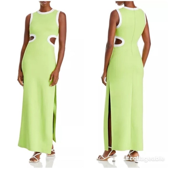 Staud Dolce Cutout Maxi Dress In Lime Green/White NWT Size Medium - Picture 5 of 14